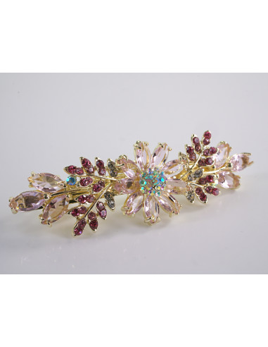 KLAMRA FRANCUSKA DO WŁOSÓW RÓŻOWE  KWIATY...