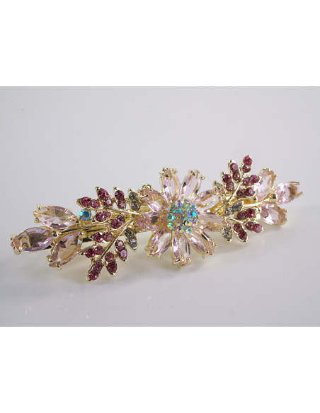 KLAMRA FRANCUSKA DO WŁOSÓW RÓŻOWE  KWIATY LOLITA AKCESORIA