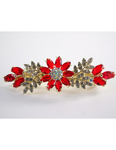 KLAMRA FRANCUSKA DO WŁOSÓW CZERWONE KWIATY...