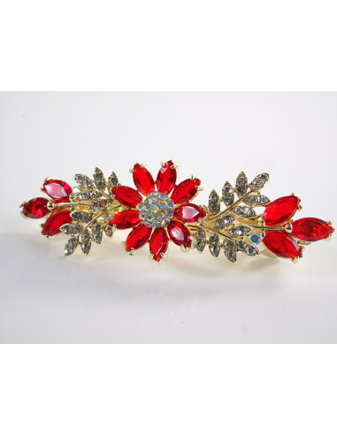 KLAMRA FRANCUSKA DO WŁOSÓW CZERWONE KWIATY...