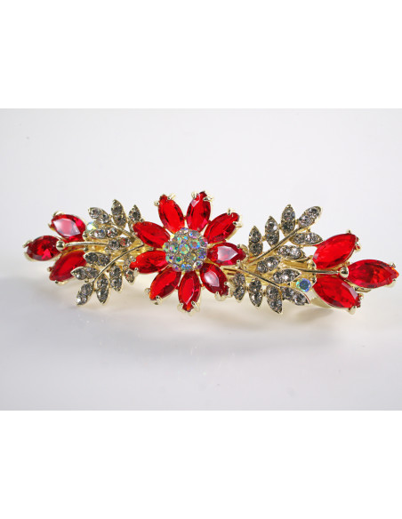 KLAMRA FRANCUSKA DO WŁOSÓW CZERWONE KWIATY LOLITA AKCESORIA