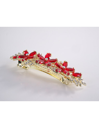 KLAMRA FRANCUSKA DO WŁOSÓW CZERWONE KWIATY Z...