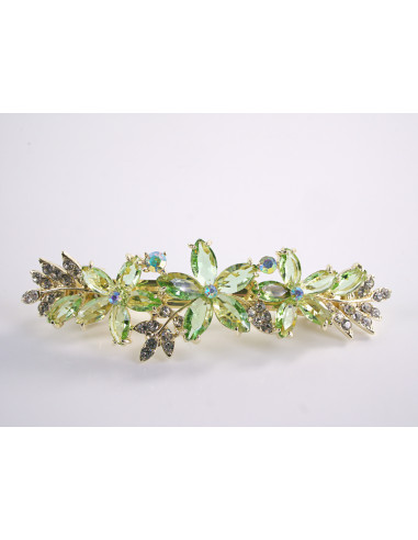 KLAMRA FRANCUSKA DO WŁOSÓW ZIELONY  KWIATY Z...