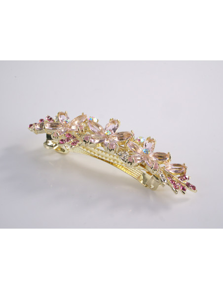 KLAMRA FRANCUSKA DO WŁOSÓW RÓŻOWE  KWIATY Z KŁOSEM  LOLITA AKCESORIA