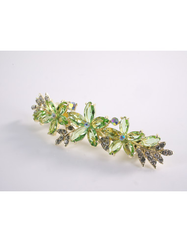 KLAMRA FRANCUSKA DO WŁOSÓW ZIELONY  KWIATY Z...