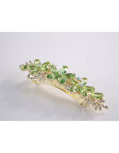 KLAMRA FRANCUSKA DO WŁOSÓW ZIELONY  KWIATY Z...