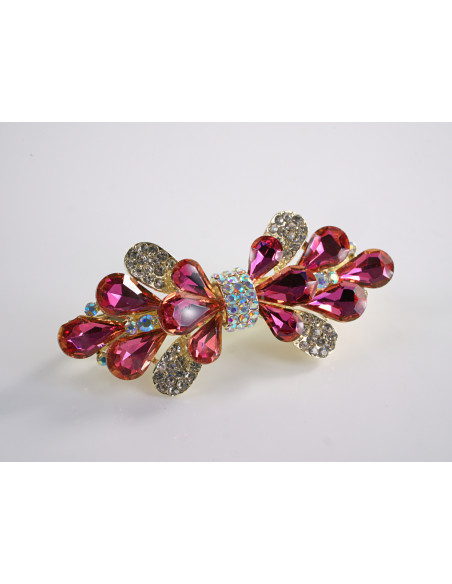 KLAMRA FRANCUSKA DO WŁOSÓW KOKARDA Z KŁOSEM LOLITA AKCESORIA RÓŻOWY MAGENTA