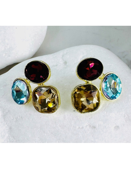 Kolczyki POZŁACANE Z KAMIENIAMI Lolita Accessories srebrny sztyft 925