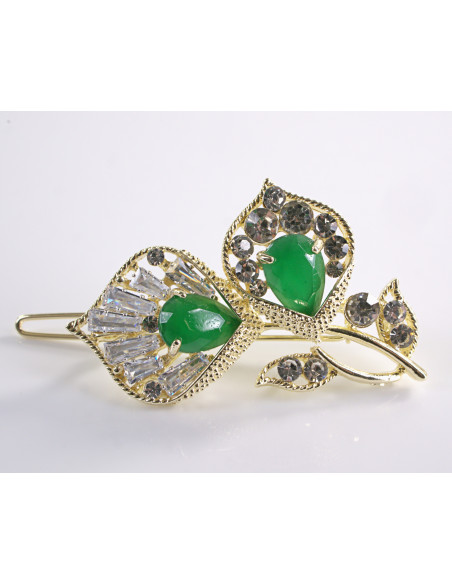 SPINKA  do włosów KWIATEK KALIA  Z KRYSZTAŁKAMI  Lolita Akcesoria ZIELONY