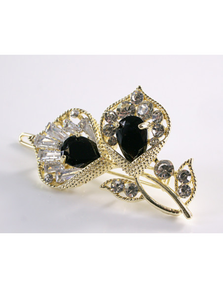 SPINKA  do włosów KWIATEK KALIA  Z KRYSZTAŁKAMI  Lolita Akcesoria CZARNY