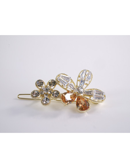 SPINKA  do włosów KWIATEK KWIAT  Z KRYSZTAŁKAMI  Lolita Akcesoria ZŁOTY