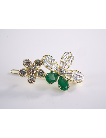 SPINKA  do włosów KWIATEK KWIAT  Z KRYSZTAŁKAMI  Lolita Akcesoria ZIELONY