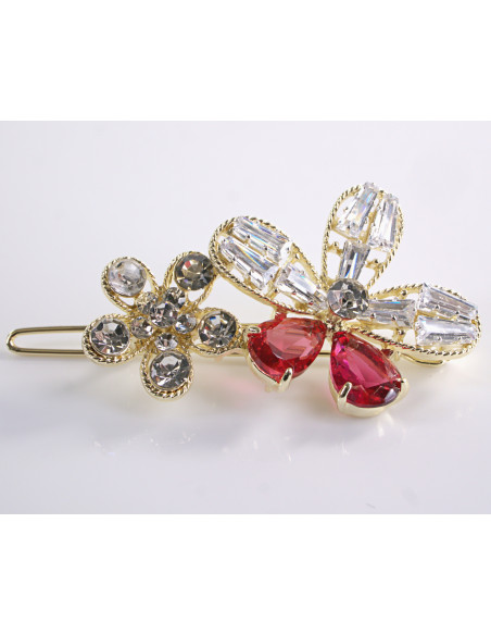 SPINKA  do włosów KWIATEK KWIAT  Z KRYSZTAŁKAMI  Lolita Akcesoria RÓŻOWY