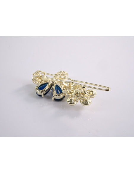 SPINKA  do włosów KWIATEK KWIAT  Z KRYSZTAŁKAMI  Lolita Akcesoria GRANATOWY