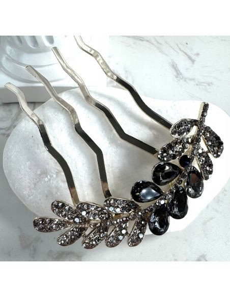 GRZEBIEŃ wsuwany do włosów wtykowy ozdobny KŁOS Lolita Akcesoria GRAFIT