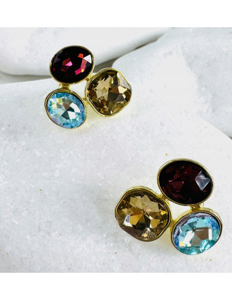 Kolczyki POZŁACANE Z KAMIENIAMI Lolita Accessories srebrny sztyft 925