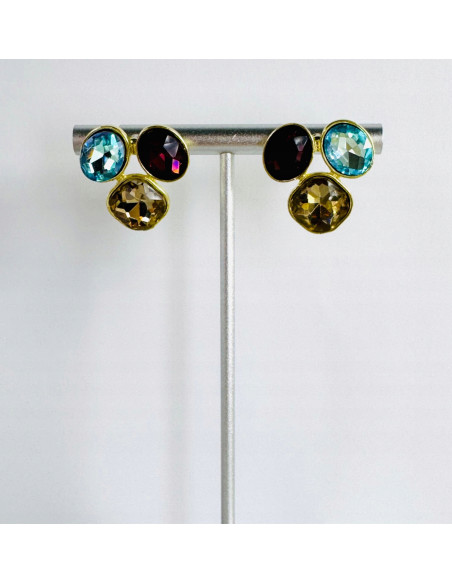 Kolczyki POZŁACANE Z KAMIENIAMI Lolita Accessories srebrny sztyft 925