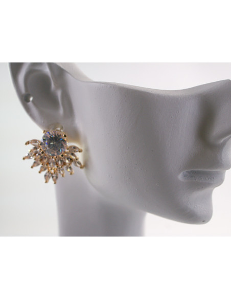 Kolczyki NA srebrny sztyft 925 ZŁOTE  KWIATY KWIAT  LOLITA AKCESORIA