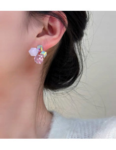 KOLCZYKI RÓŻOWE KRYSZTAŁKI Lolita AKCESORIA srebrny... 2