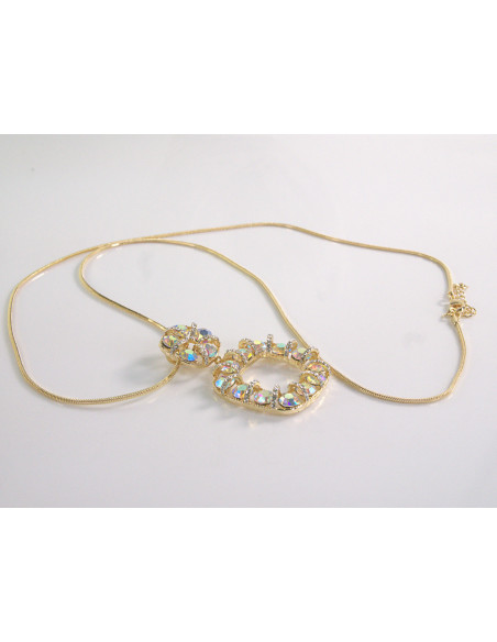 NASZYJNIK DŁUGI WISIOR MEDALION Lolita Akcesoria ZŁOTY MEDALION CRYSTAL AB