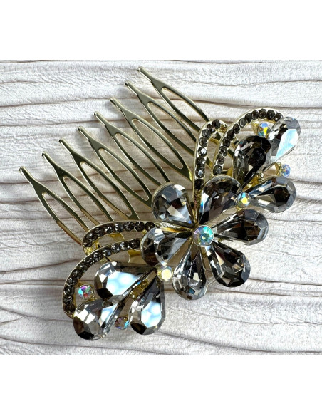 GRZEBIEŃ wsuwany do włosów wtykowy ozdobny diamenty Lolita Akcesoria GRAFIT