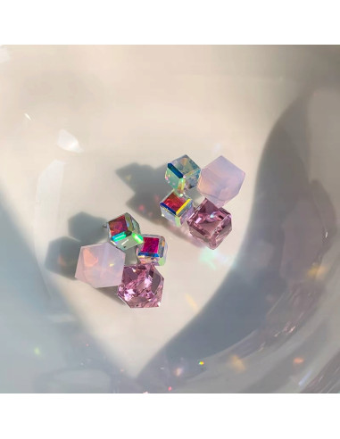 KOLCZYKI RÓŻOWE KRYSZTAŁKI Lolita AKCESORIA...