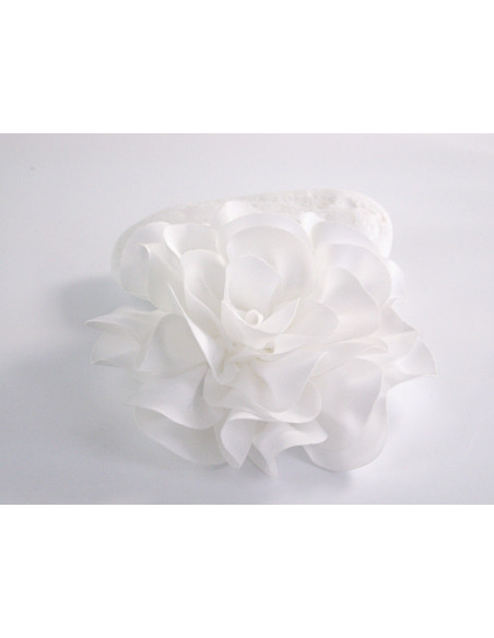 KWIAT Z MATERIAŁU BROSZKA PRZYPINKA LOLITA AKCESORIA 10 CM BIAŁY