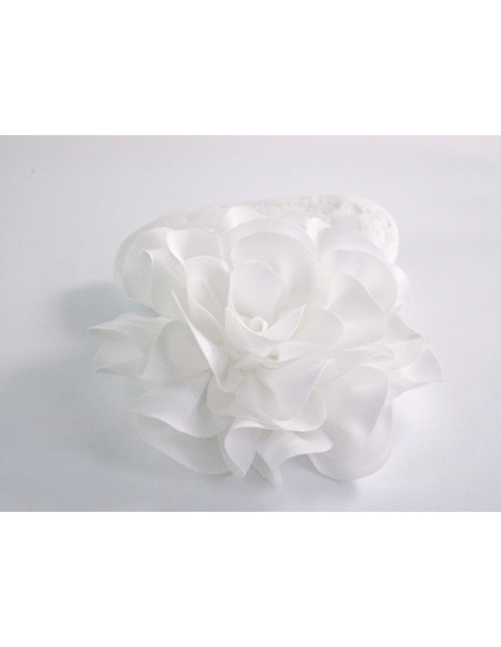 KWIAT Z MATERIAŁU BROSZKA PRZYPINKA LOLITA AKCESORIA 10 CM BIAŁY
