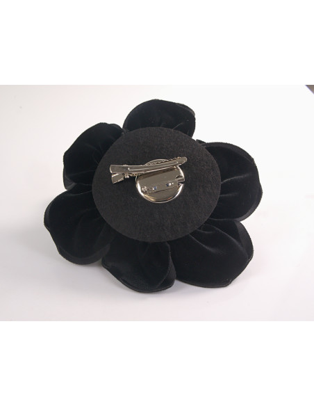 KWIAT Z MATERIAŁU BROSZKA RÓŻA Z WELURU LOLITA AKCESORIA 12 CM CZARNY