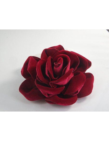 KWIAT Z MATERIAŁU BROSZKA RÓŻA Z WELURU LOLITA AKCESORIA 12 CM BORDOWY
