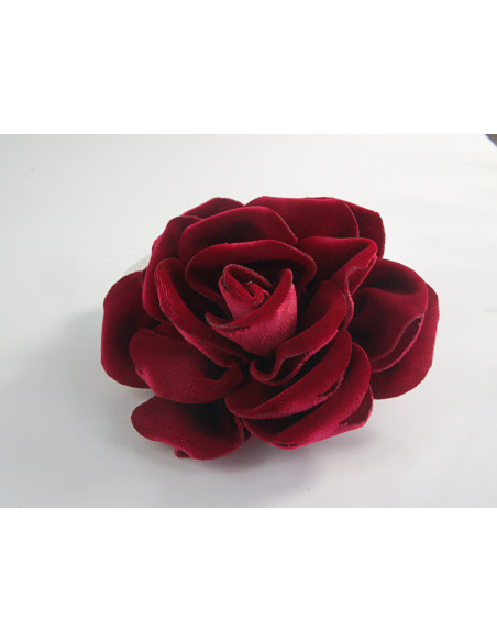 KWIAT Z MATERIAŁU BROSZKA RÓŻA Z WELURU LOLITA AKCESORIA 12 CM BORDOWY