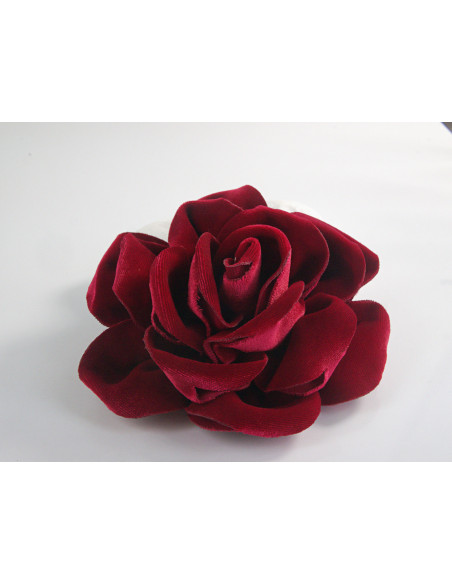 KWIAT Z MATERIAŁU BROSZKA RÓŻA Z WELURU LOLITA AKCESORIA 12 CM BORDOWY