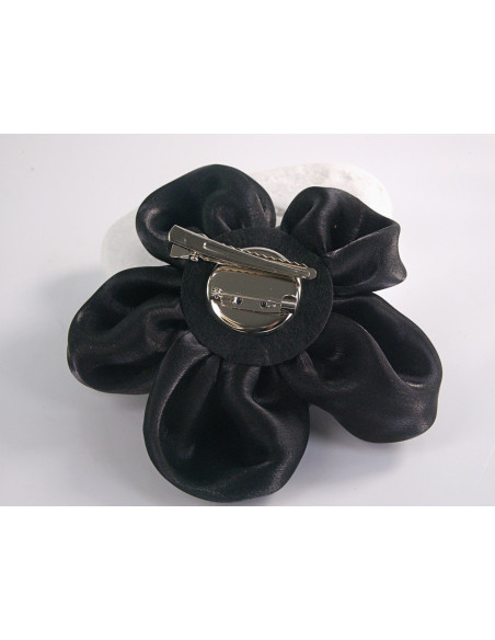 KWIAT Z MATERIAŁU BROSZKA PRZYPINKA LOLITA AKCESORIA 10 CM CZARNY