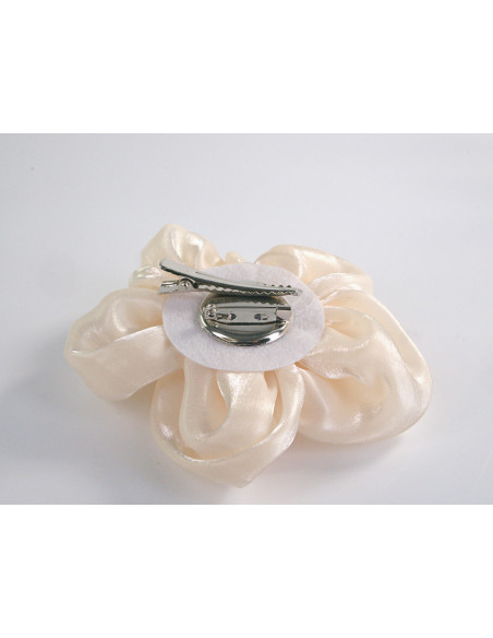KWIAT Z MATERIAŁU BROSZKA PRZYPINKA LOLITA AKCESORIA 10 CM ECRU