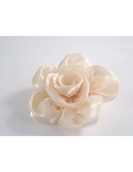 KWIAT Z MATERIAŁU BROSZKA PRZYPINKA LOLITA AKCESORIA 10 CM ECRU