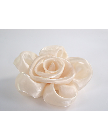 KWIAT Z MATERIAŁU BROSZKA PRZYPINKA LOLITA AKCESORIA 10 CM ECRU