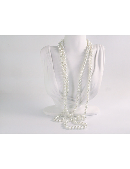 Naszyjnik z PERŁAMI DŁUGI KLASYCZNY  Lolita Akcesoria "SZNUR PEREŁ" BIAŁY