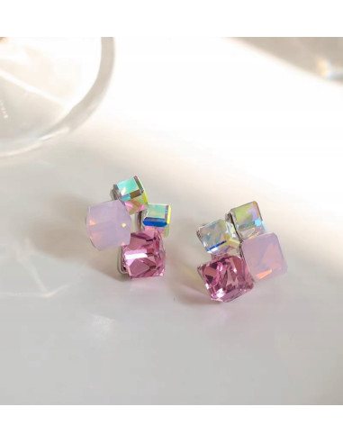 KOLCZYKI RÓŻOWE KRYSZTAŁKI Lolita AKCESORIA...