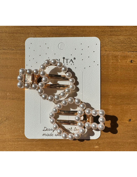 Spinki do włosów ECRU SERCE Lolita AKCESORIA 2 sztuki Wieczorowe