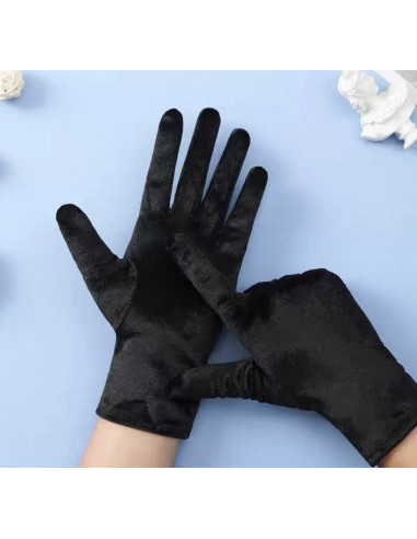RĘKAWICZKI AKSAMITNE ELEGANCKIE CZARNE LOLITA...