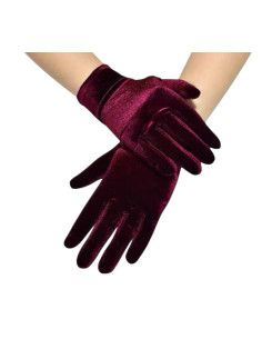 RĘKAWICZKI AKSAMITNE ELEGANCKIE CZERWONY WINO LOLITA...