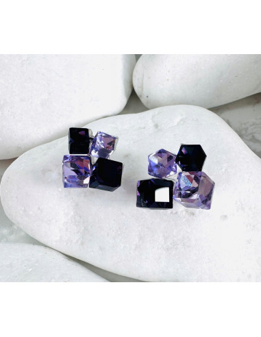 KOLCZYKI FIOLETOWE KRYSZTAŁKI Lolita AKCESORIA...