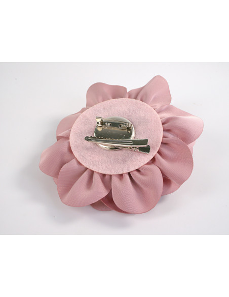 KWIAT Z MATERIAŁU BROSZKA PRZYPINKA LOLITA AKCESORIA 10 CM PUDROWY RÓŻOWY
