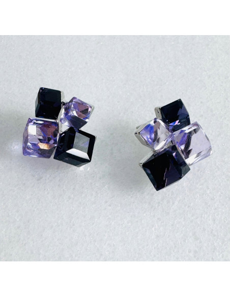 KOLCZYKI FIOLETOWE KRYSZTAŁKI Lolita AKCESORIA srebrny sztyft 925