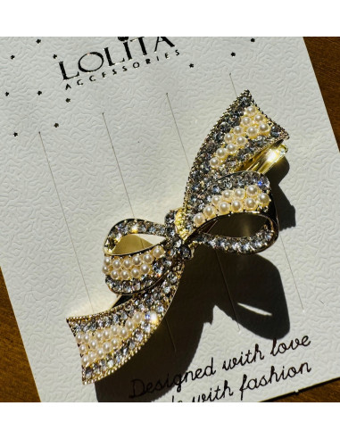 Spinka do włosów Vintage KOKARDKA BŁYSK WE...