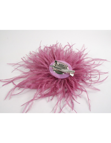 KWIAT Z PIÓR BROSZKA PRZYPINKA LOLITA AKCESORIA 14 cm CIEMNY RÓŻOWY