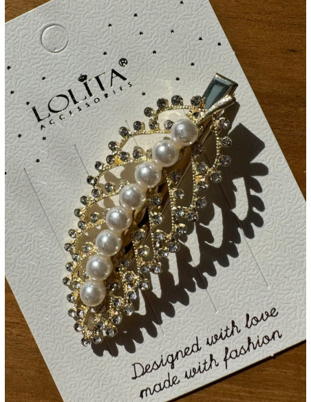 Spinka do włosów CYRKONIOWY LIŚĆ CRYSTAL BŁYSK WE WŁOSACH AKCESORIA LOLITA