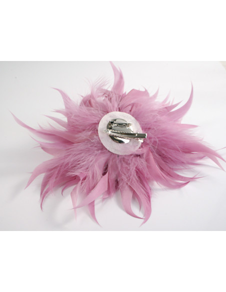 KWIAT Z PIÓR BROSZKA PRZYPINKA LOLITA AKCESORIA 14 cm RÓŻOWY