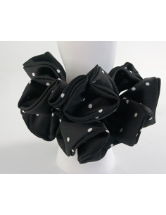 GUMKA DO WŁOSÓW SCRUNCHIE PODWÓJNA CZARNA W KROPKI SATYNA... 2