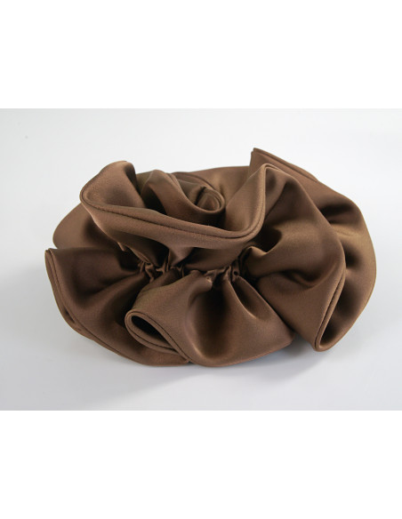 GUMKA DO WŁOSÓW SCRUNCHIE PODWÓJNA SATYNA LOLITA AKCESORIA BRĄZOWY